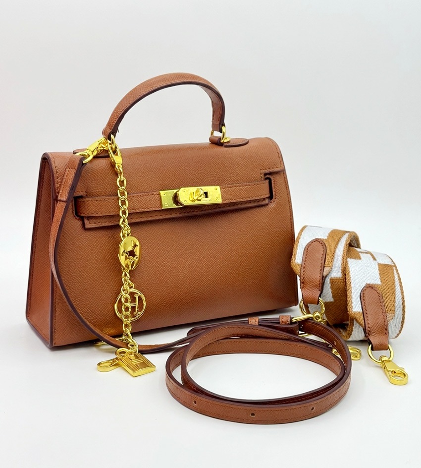Hermes Women’s Classic Mini Handbag with Wide Textile Strap 22 cm